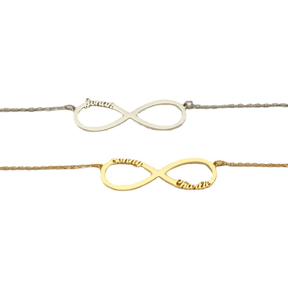 Exquisite Fashion Infinity Loop Design Customizable Name Versatile Necklace