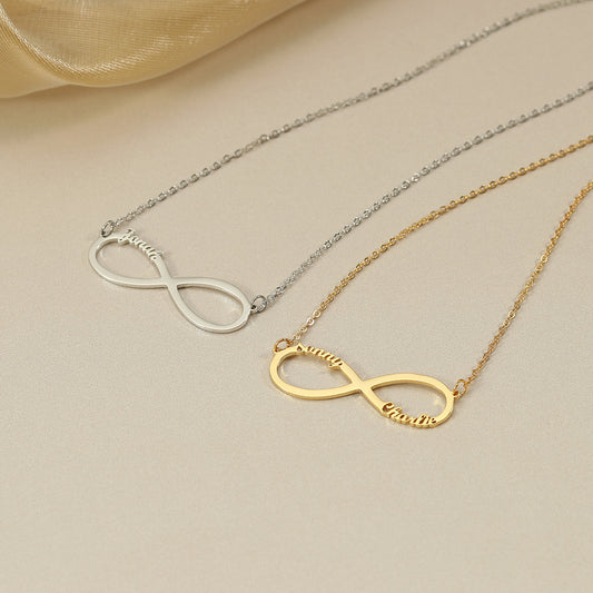 Exquisite Fashion Infinity Loop Design Customizable Name Versatile Necklace