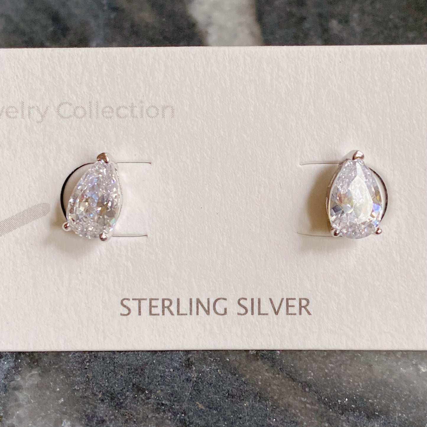 Teardrop Sterling Silver Stud Earrings