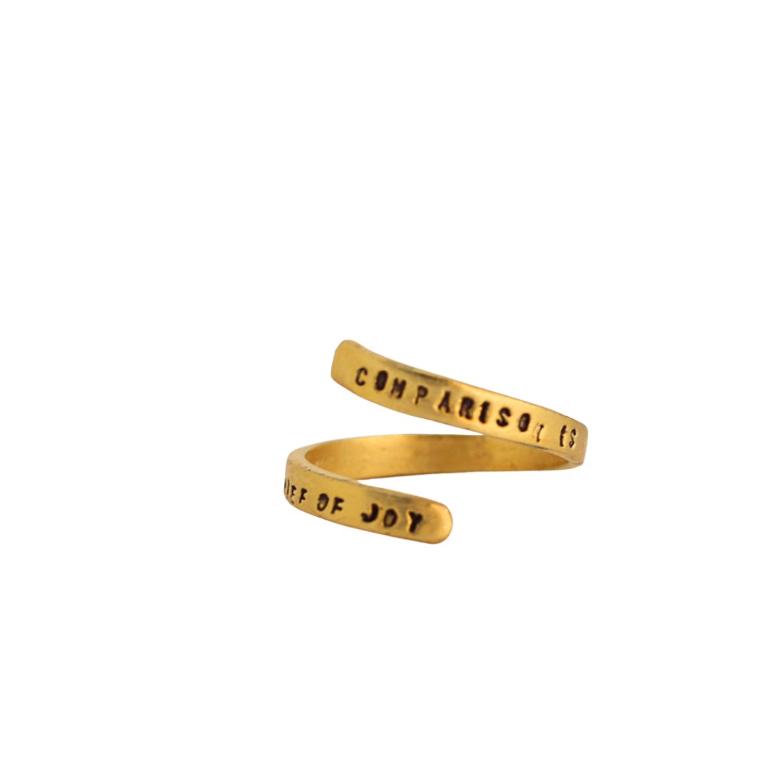 "Comparison is the Thief of Joy" -Theodore Roosevelt Quote Wrap Ring