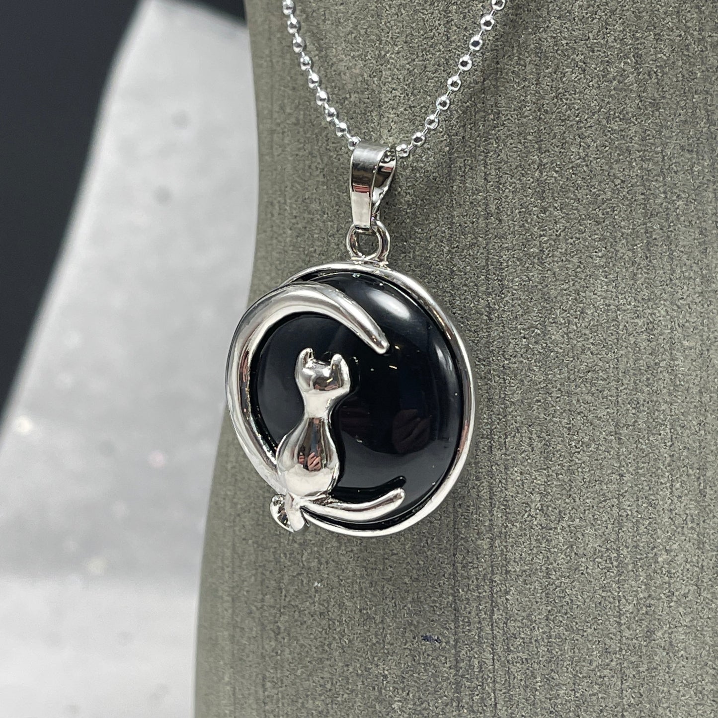 Luna Cat Gemstone Pendant Necklace