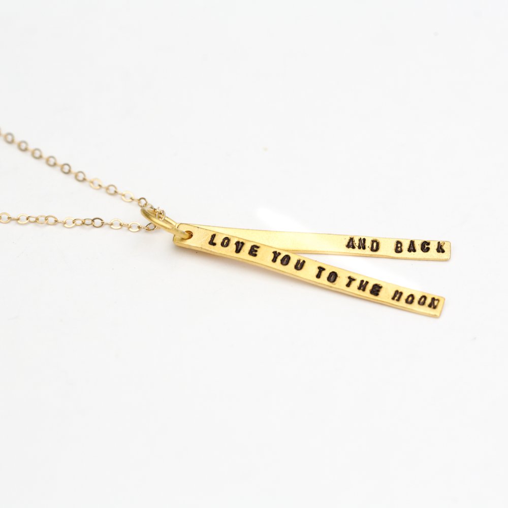 "Love You to the Moon and Back" quote necklace