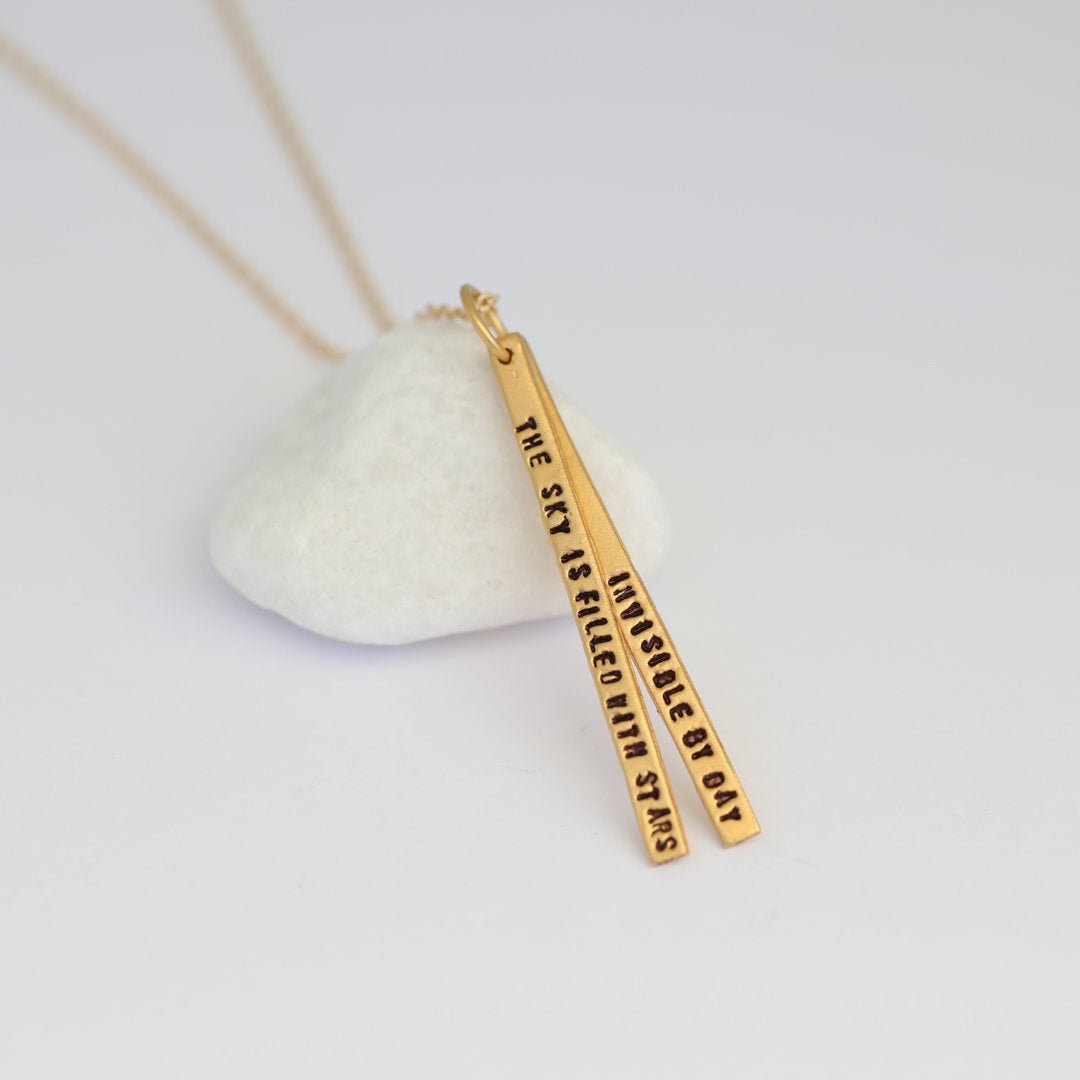 "The sky is filled with stars, invisible by day.” – Henry Wadsworth Longfellow quote necklace