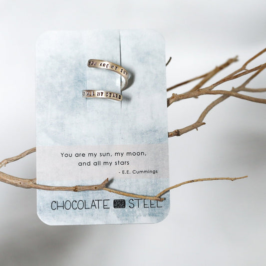 "You Are My Sun My Moon and All My Stars" -EE Cummings Wrap Ring