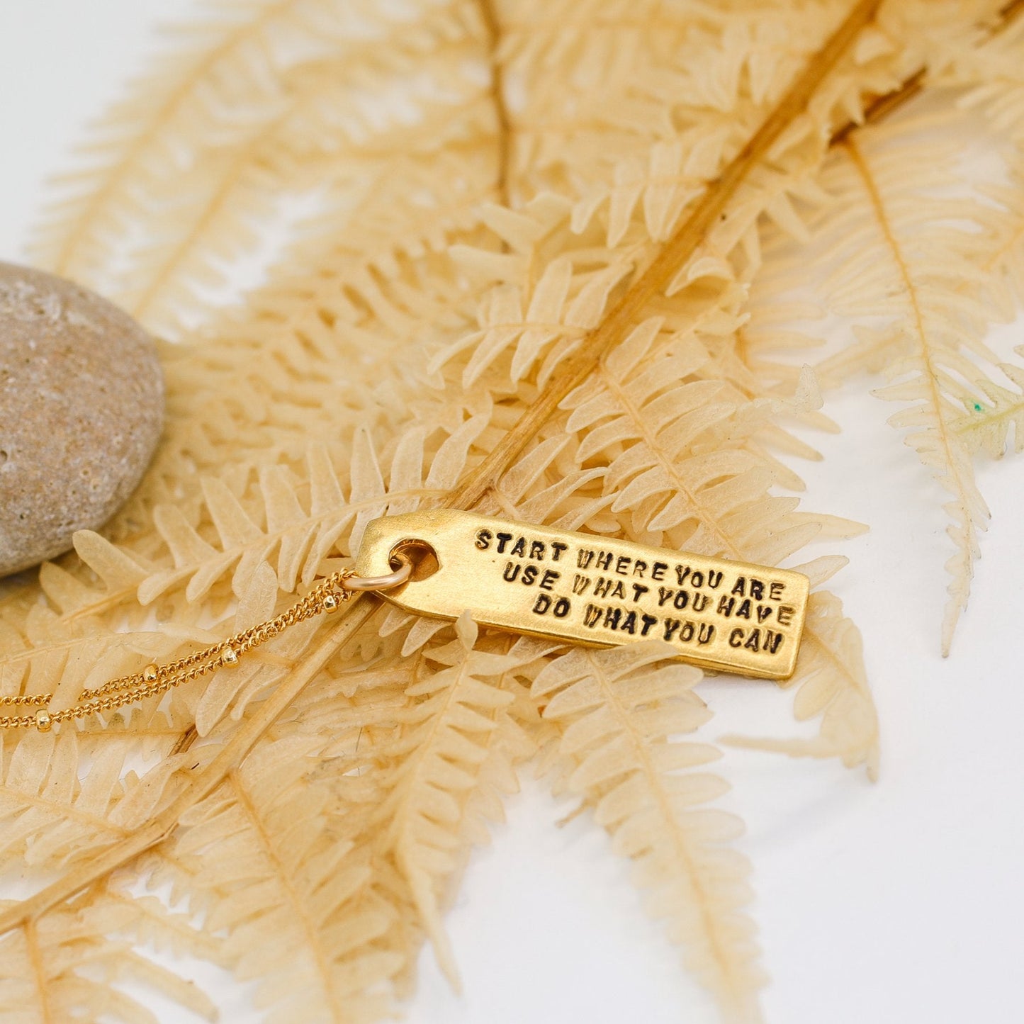 Arthur Ashe Luggage Tag Quote Necklace "Start where you are, Use what you have, Do what you can"