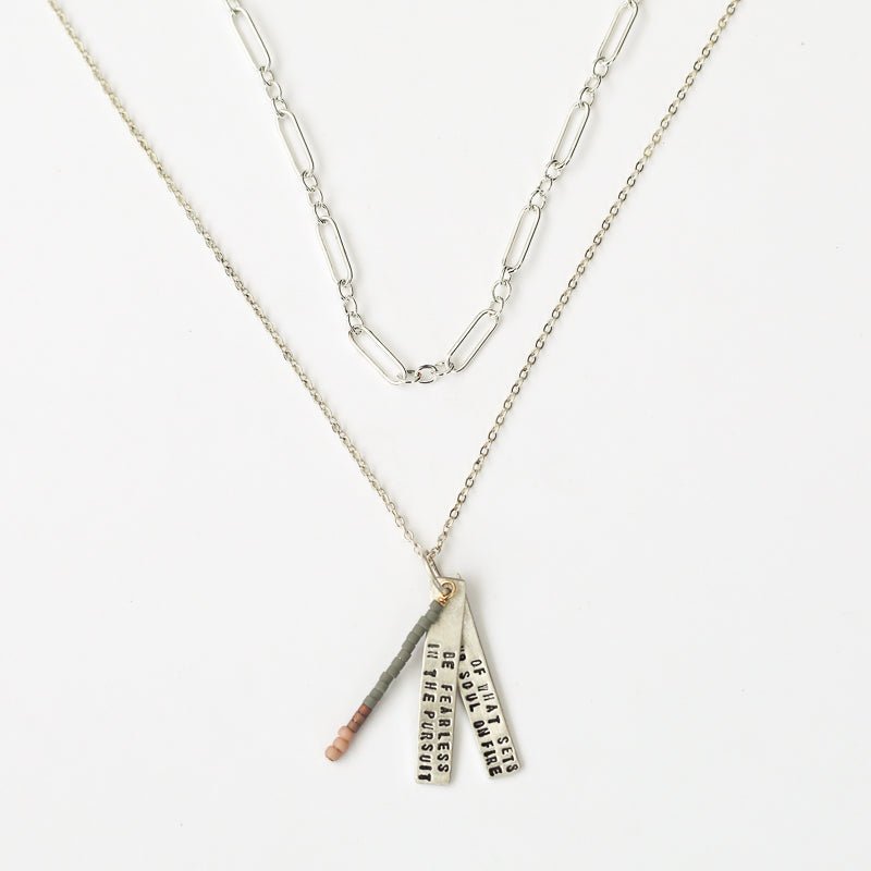 "Be Fearless in the Pursuit of What Sets Your Soul on Fire" Inspirational Quote Necklace