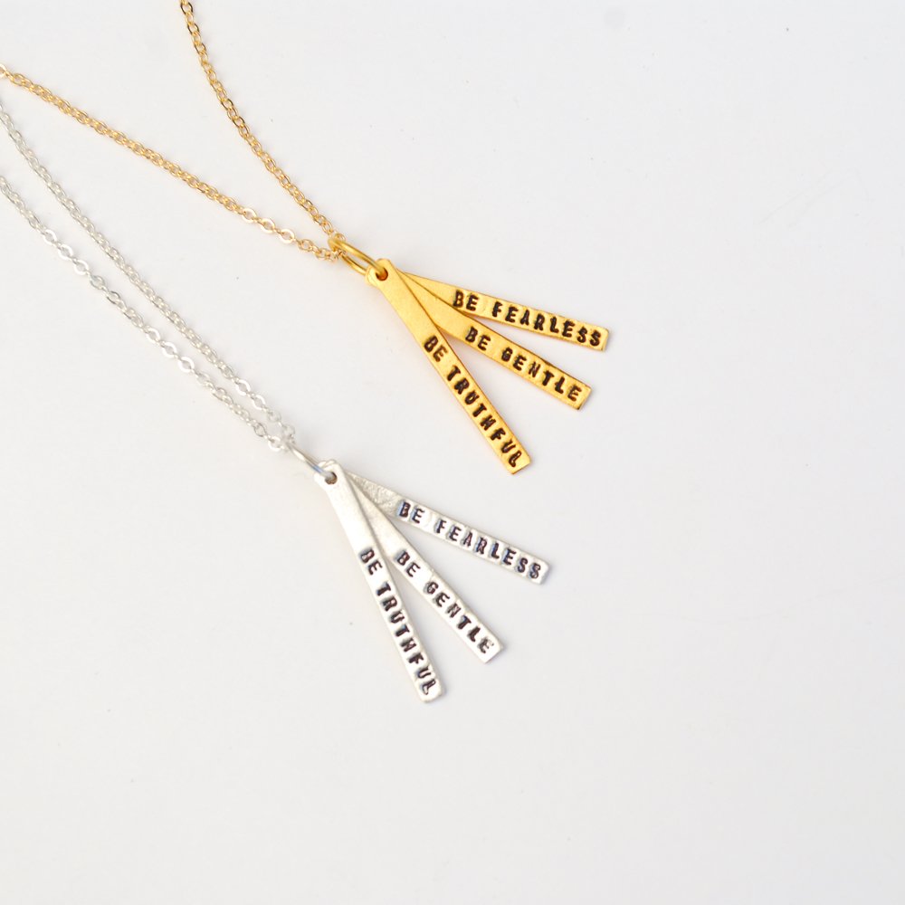 "Be Truthful, Be Gentle, Be Fearless" -Gandhi Quote Necklace