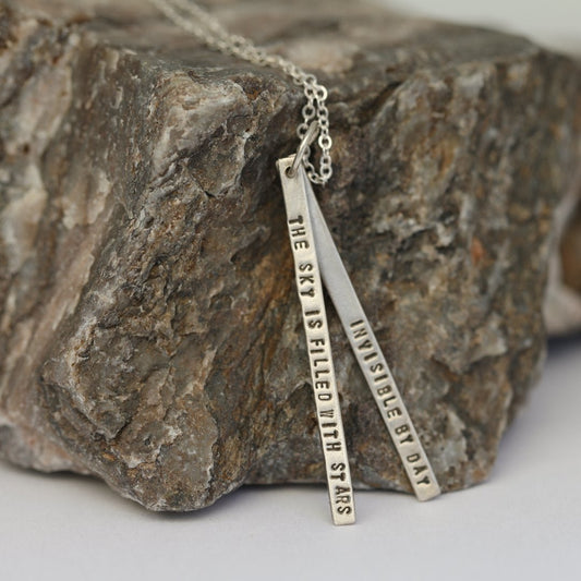 "The sky is filled with stars, invisible by day.” – Henry Wadsworth Longfellow quote necklace